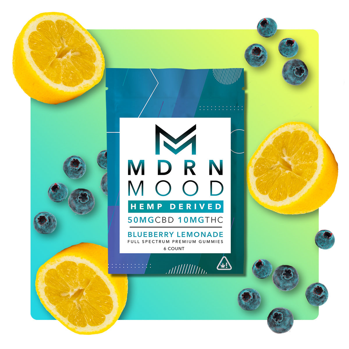 Mdrn Mood Blueberry Lemonade- 50mg CBD / 10mg THC (6ct) - Discreet Smoker