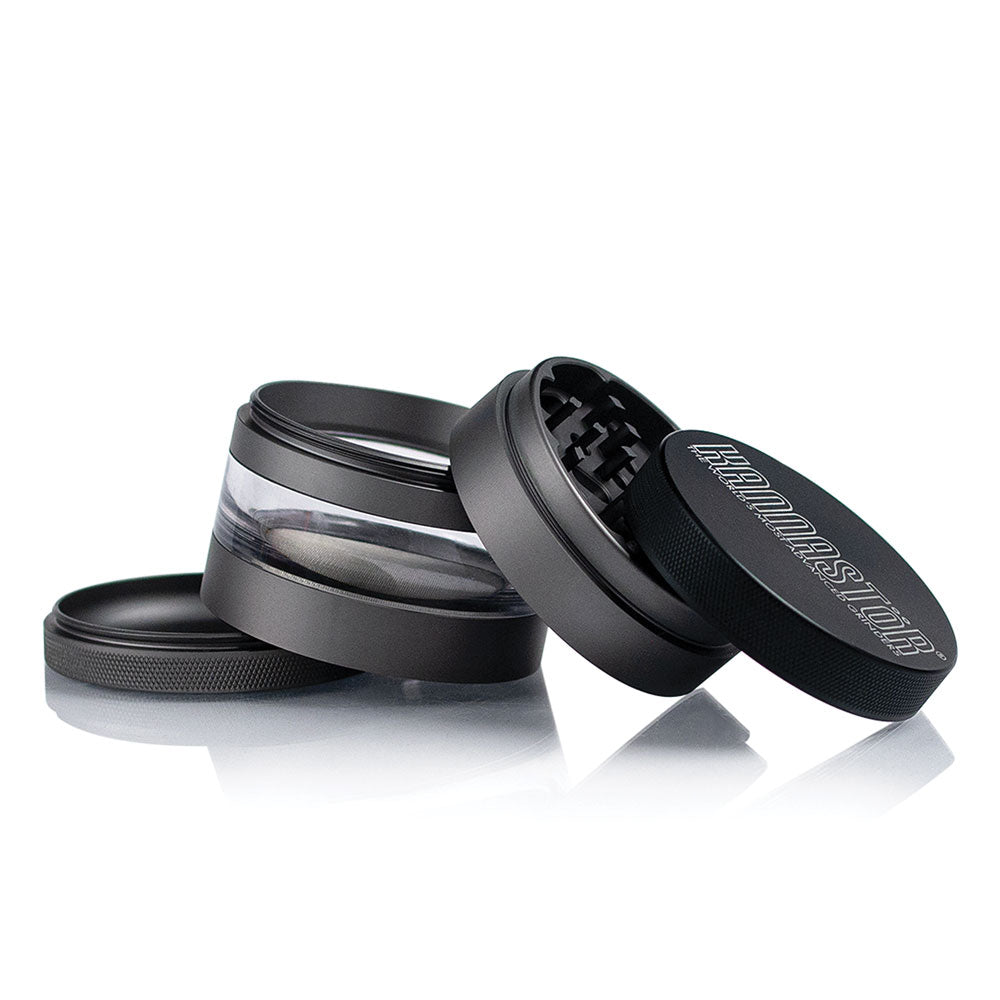 Kannastor Grinder Stainless Steel EZ Screen - 4pc/2.5"/Black - Discreet Smoker