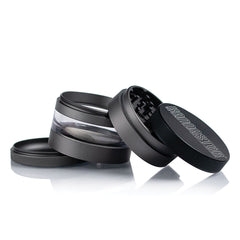 Kannastor Grinder Stainless Steel EZ Screen - 4pc/2.5"/Black - Discreet Smoker