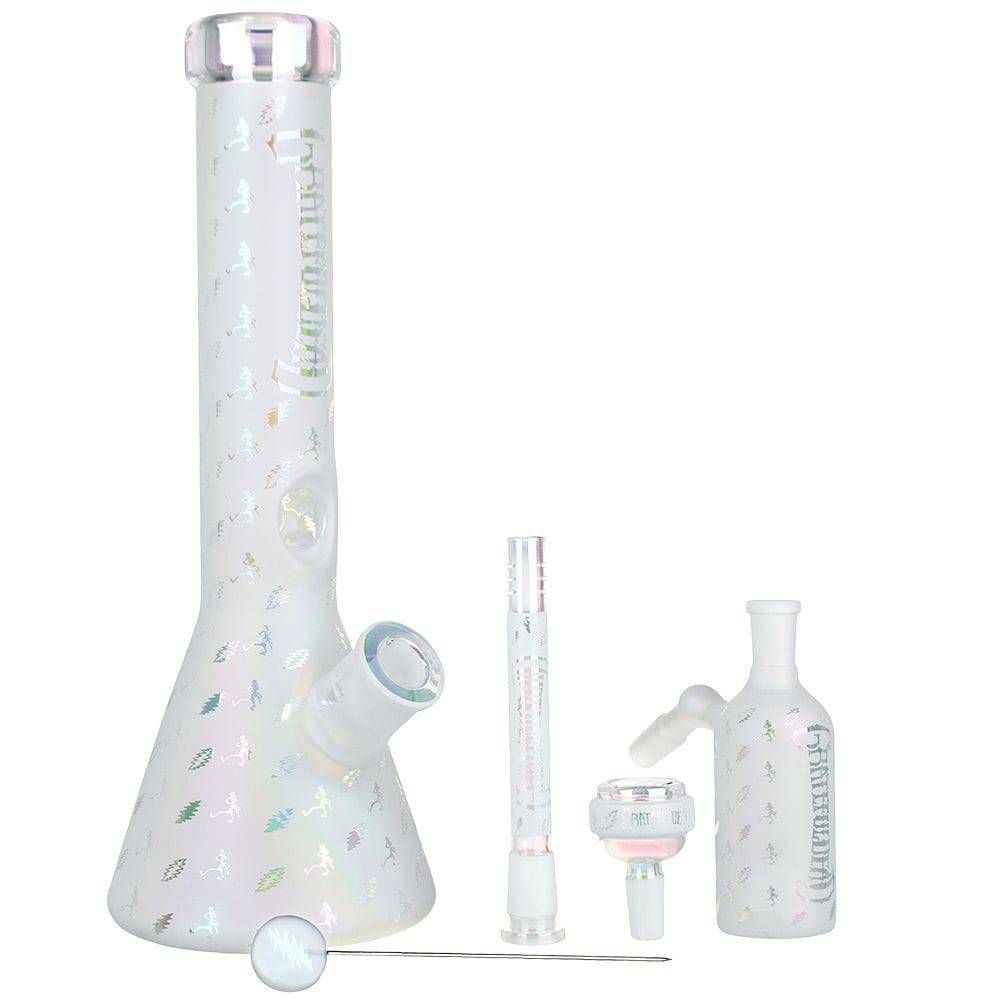 Grateful Dead x Pulsar Bolts And Skellies Glass Beaker Water Pipe Set | 13.75" | 14mm F - Discreet Smoker