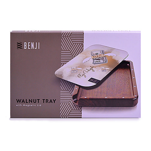 Benji - Walnut Tray w/ Magnetic Lid Kit - Fly High - Discreet Smoker