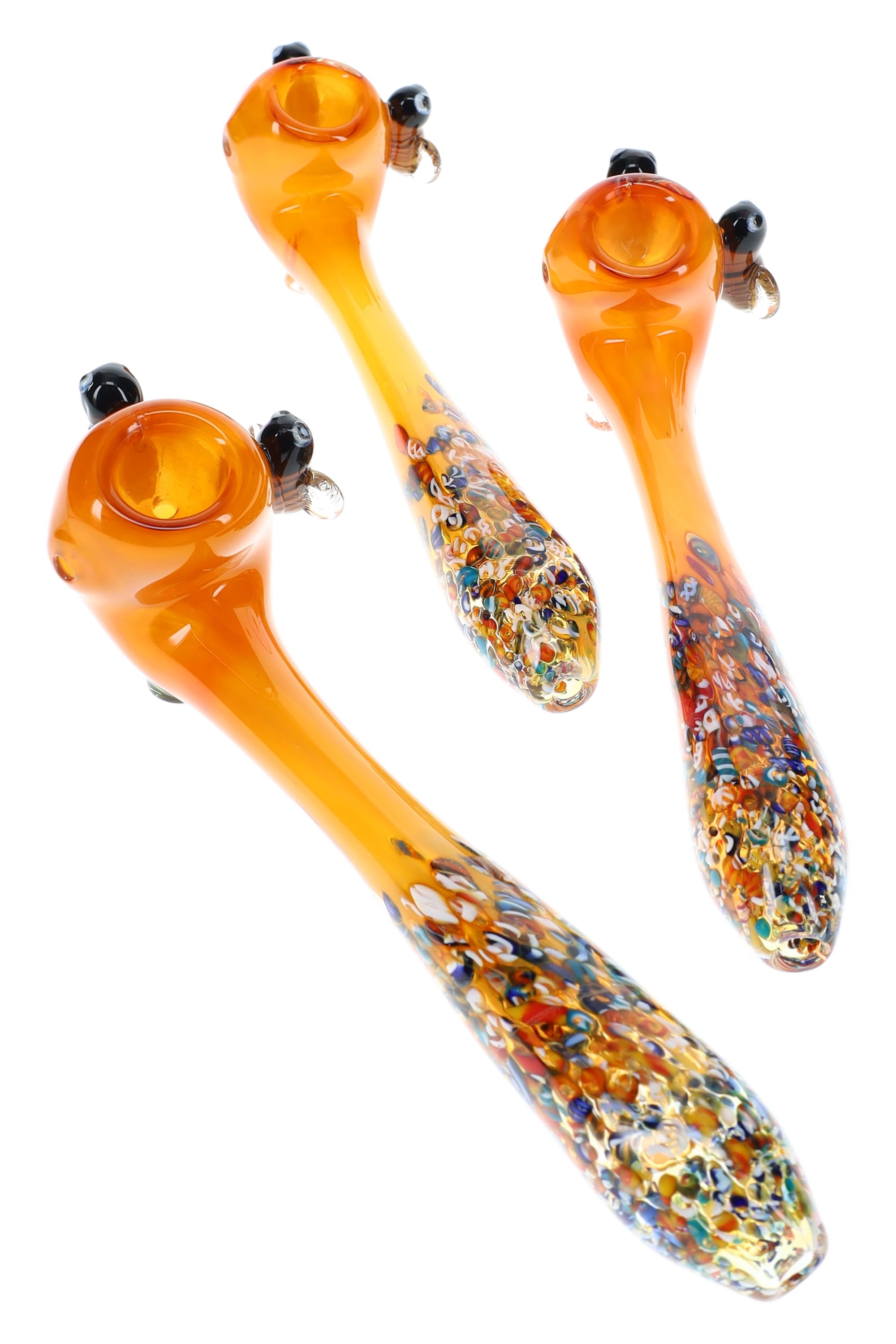 Gold Fumed Confetti Bee Glass Sherlock Pipe “Honey Haze” – 7.5″ – Assorted - Discreet Smoker