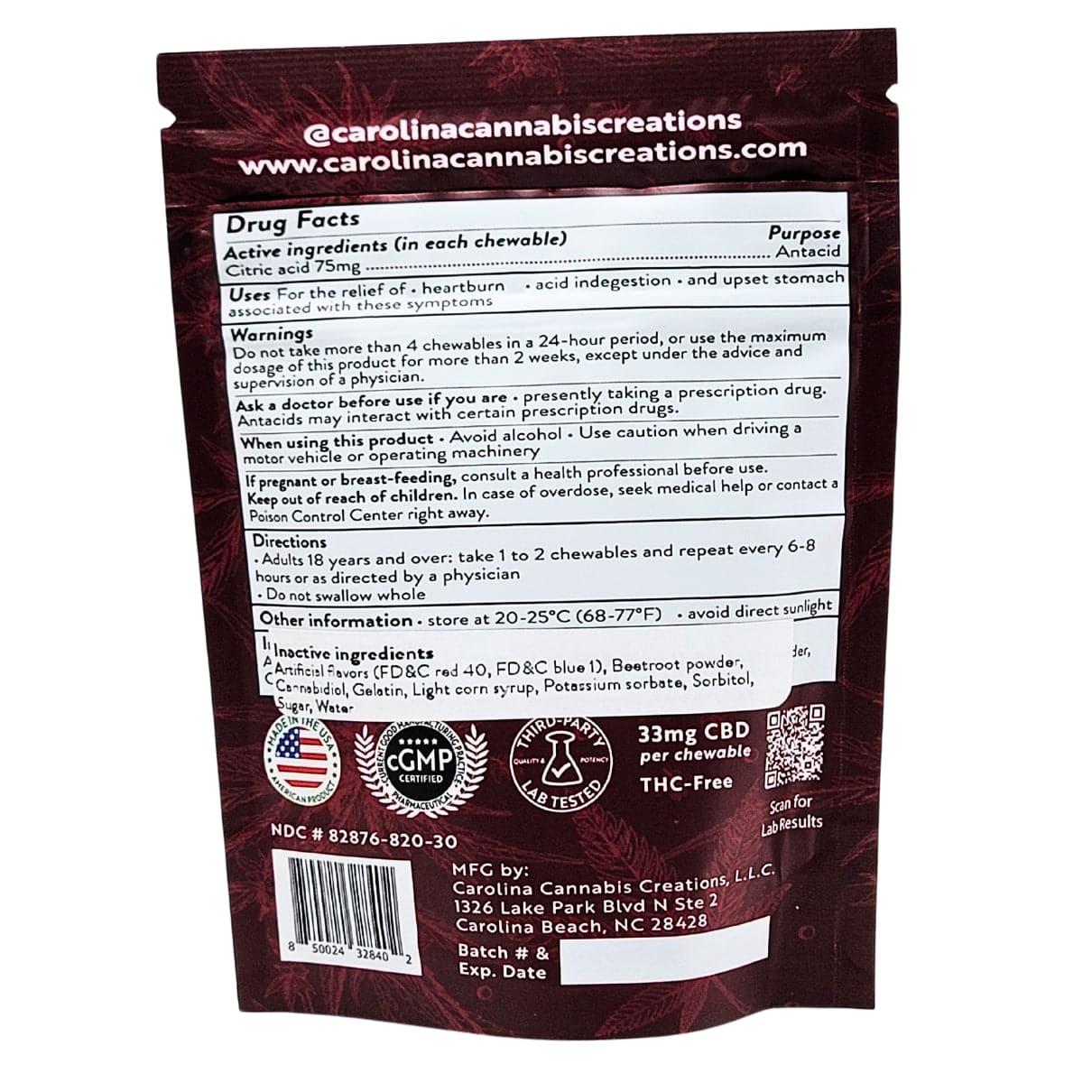 Daily Support Chewables | CBD | Cherry 30ct bag | Carolina Cannabis Creations - Discreet Smoker