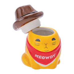 Fujima Meowdy Cat Cowboy Ceramic Stash Jar - 4.5" - Discreet Smoker