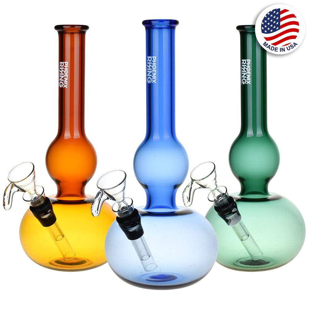 Phoenix Rising Double Bubble Glass Water Pipe - 8.75" / Colors Vary - Discreet Smoker