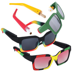 Square Frame Sunglasses with Hidden Storage - Discreet Smoker
