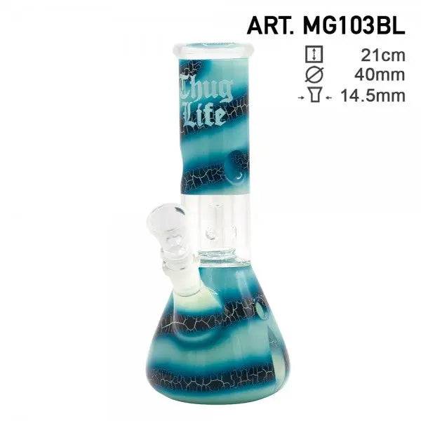 Thug Life | 8" Blue Ocean Swirl Water Pipe - Discreet Smoker