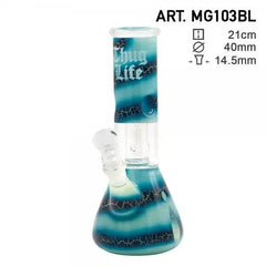 Thug Life | 8" Blue Ocean Swirl Water Pipe - Discreet Smoker
