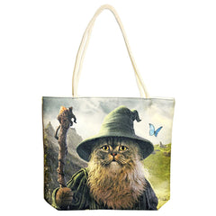 Catdalf The Cute Jute Rope-Handled Tote Bag - 17"x15" - Discreet Smoker
