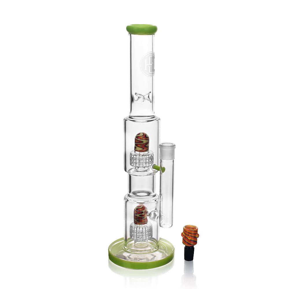 High Society | Gemini Premium Wig Wag Waterpipe (Green) - Discreet Smoker