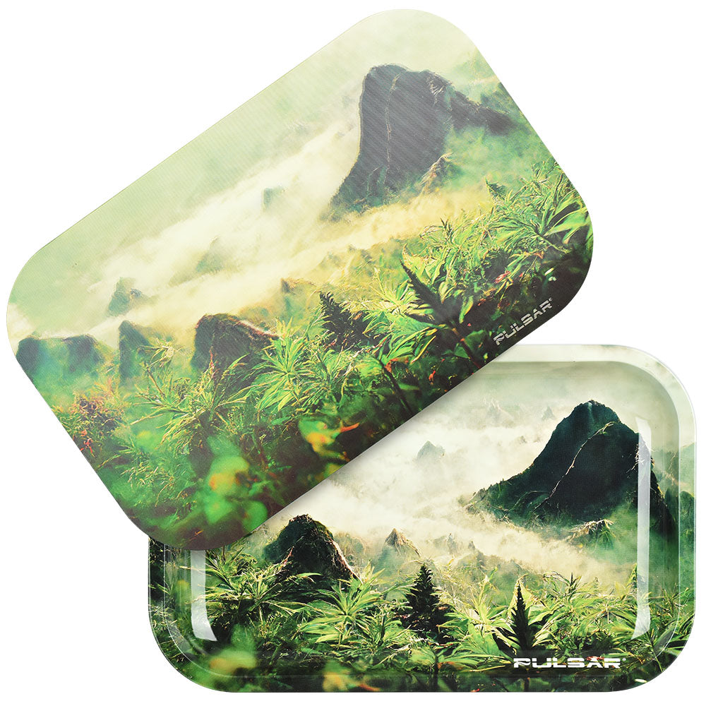 Pulsar Metal Rolling Tray w/ 3D Lid - 11"x7"/Sacred Valley - Discreet Smoker