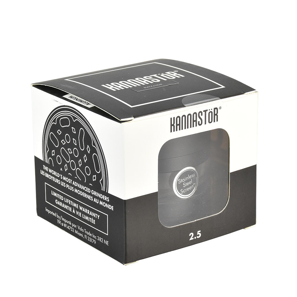 Kannastor Grinder Stainless Steel EZ Screen - 4pc/2.5"/Black - Discreet Smoker