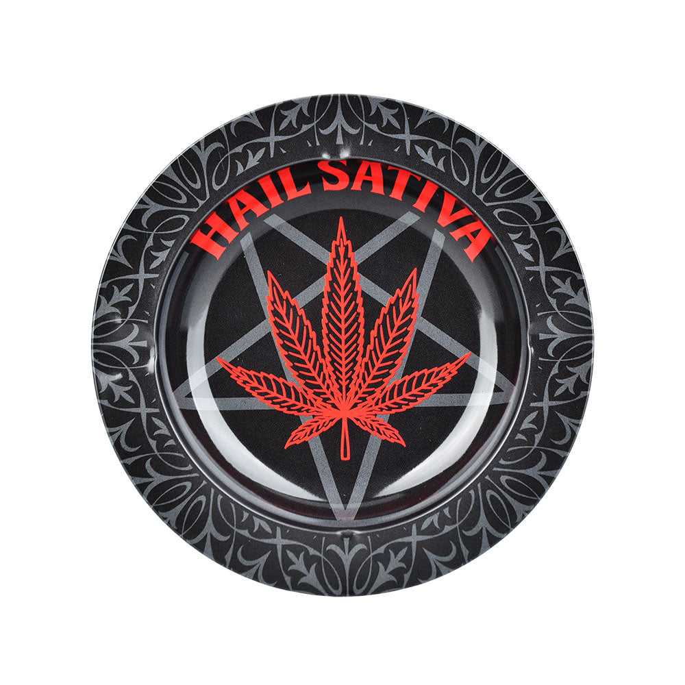 Hail Sativa Round Metal Ashtray - 5.25" - Discreet Smoker