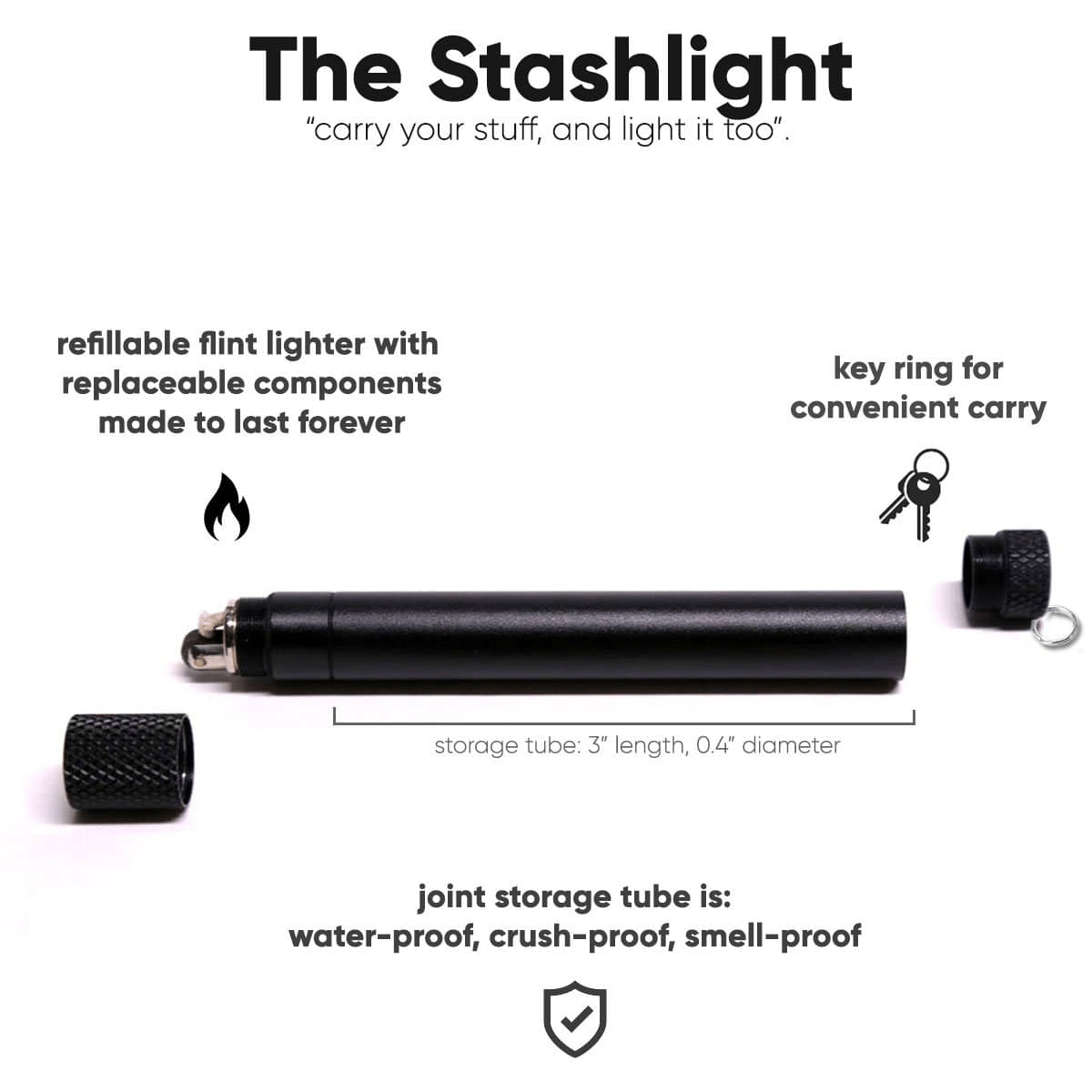 Smoke Honest StashLight - Doob Tube & Refillable Lighter - Discreet Smoker