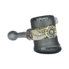 Lookah Glass Sacred Wing Black Etched Bubbler - 6.75" - Discreet Smoker