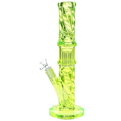 Translucent Twisty Jellyfish Perc Straight Glass Water Pipe | 13.75" - Discreet Smoker