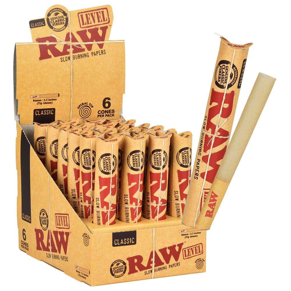 RAW Classic Level Tube Cones | 24pk Display - Discreet Smoker