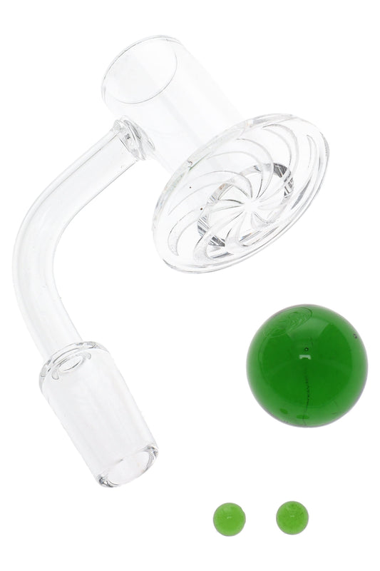 Quartz 14.5 mm Male Domeless Terp Slurper Banger “SpinDish” – Marble & Pearls - Discreet Smoker