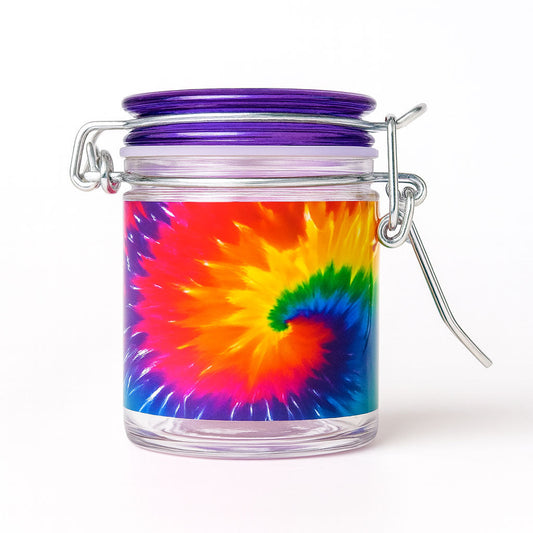 AIRTIGHT GLASS TIE-DYE STORAGE CONTAINER WITH LOCKING LID - Discreet Smoker