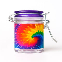 AIRTIGHT GLASS TIE-DYE STORAGE CONTAINER WITH LOCKING LID - Discreet Smoker