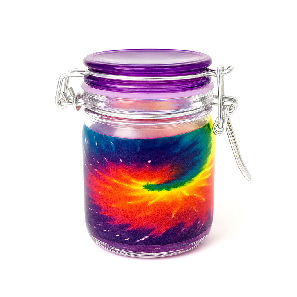 AIRTIGHT GLASS TIE-DYE STORAGE CONTAINER WITH LOCKING LID - Discreet Smoker