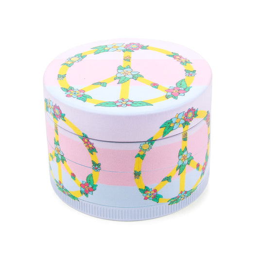 COLORFUL PSYCHEDELIC PEACE SYMBOL 4-PIECE GRINDER - Discreet Smoker