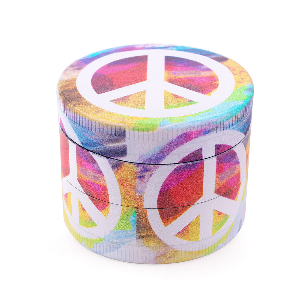 COLORFUL PSYCHEDELIC PEACE SYMBOL 4-PIECE GRINDER - Discreet Smoker