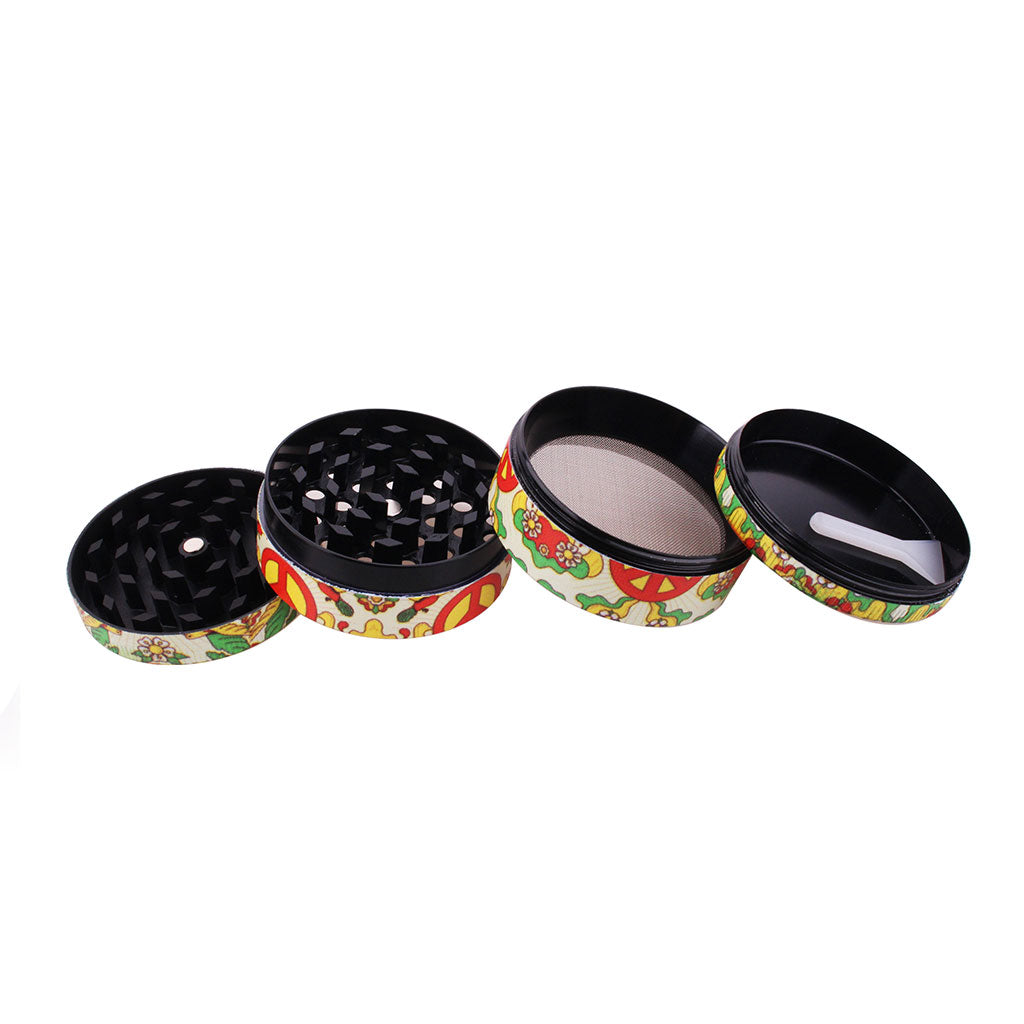 COLORFUL PSYCHEDELIC PEACE SYMBOL 4-PIECE GRINDER - Discreet Smoker