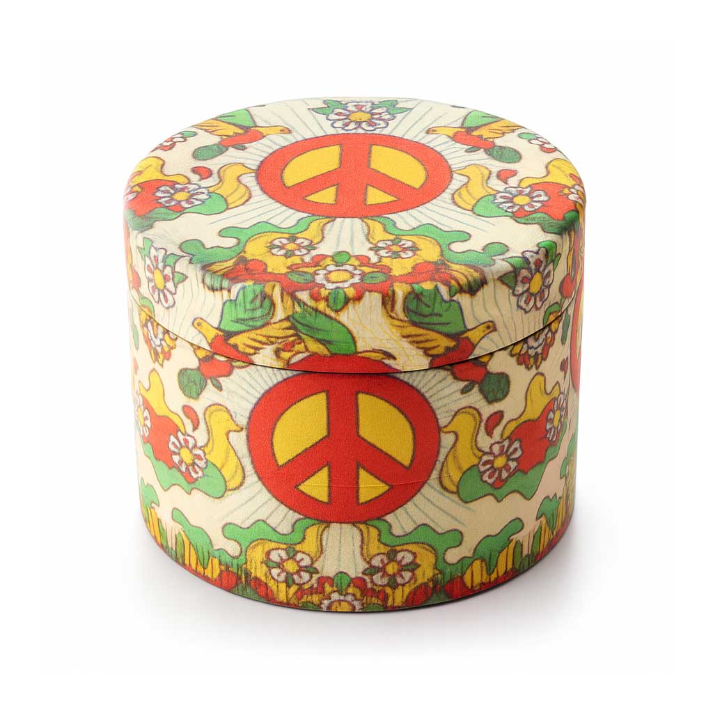 COLORFUL PSYCHEDELIC PEACE SYMBOL 4-PIECE GRINDER - Discreet Smoker