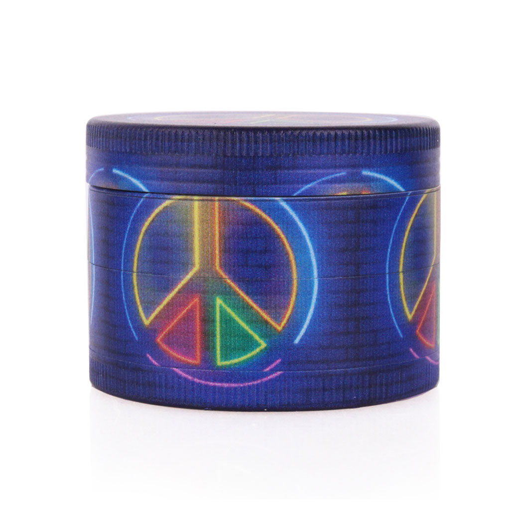 COLORFUL PSYCHEDELIC PEACE SYMBOL 4-PIECE GRINDER - Discreet Smoker