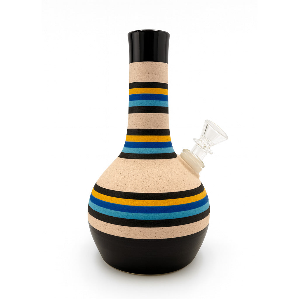 COLORFUL STRIPED CERAMIC BUBBLE VASE BONG - Discreet Smoker