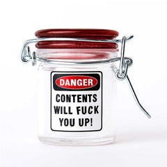 AIRTIGHT GLASS HERB JAR - CONTENTS WILL FUCK YOU UP! - Discreet Smoker