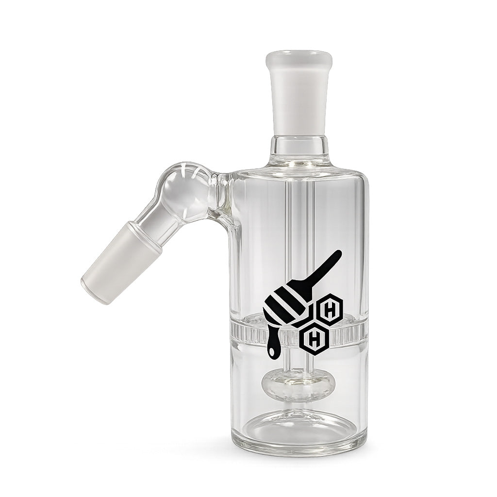 HONEYBEE HERB CORE CYLINDER DOUBLE PERC GLASS ASH CATCHER - Discreet Smoker