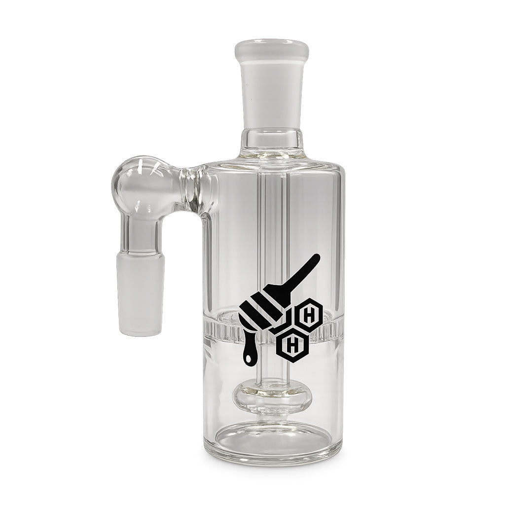 HONEYBEE HERB CORE CYLINDER DOUBLE PERC GLASS ASH CATCHER - Discreet Smoker