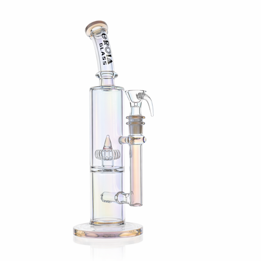 10" Dual Chamber Scientific Bong with Inline and Rocket Perc | Croia Glass - Discreet Smoker