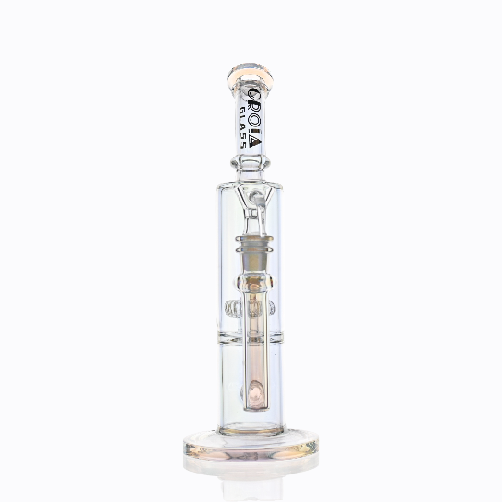 10" Dual Chamber Scientific Bong with Inline and Rocket Perc | Croia Glass - Discreet Smoker