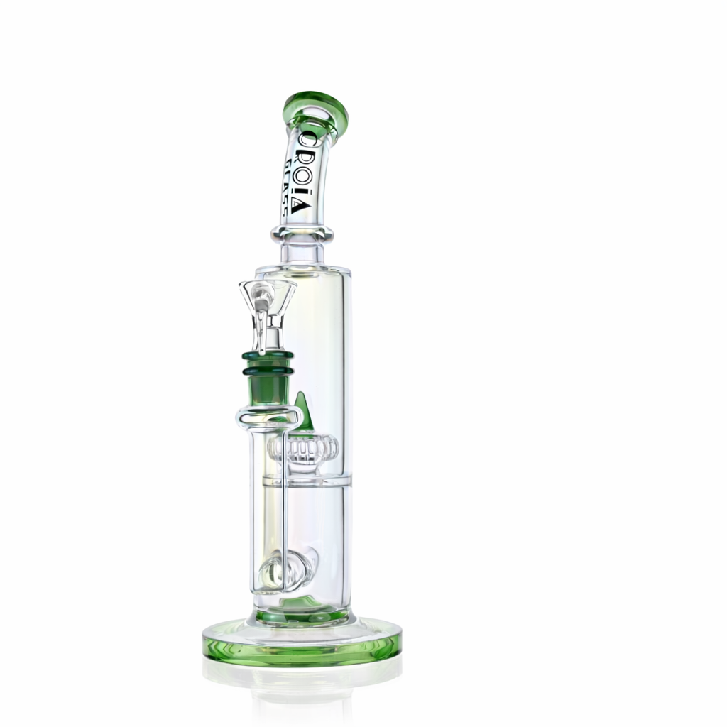 10" Dual Chamber Scientific Bong with Inline and Rocket Perc | Croia Glass - Discreet Smoker