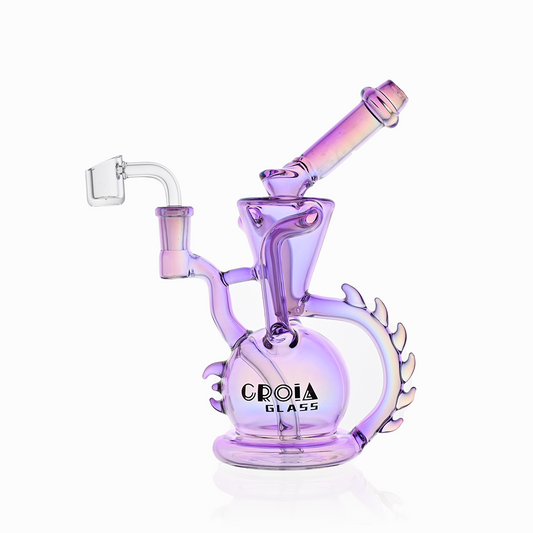 10" Dragon Spine Recycler Dab Rig | Croia Glass - Discreet Smoker