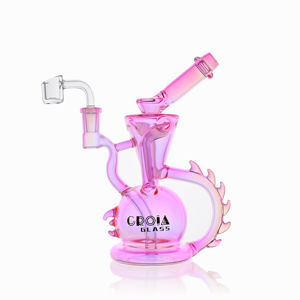 10" Dragon Spine Recycler Dab Rig | Croia Glass - Discreet Smoker