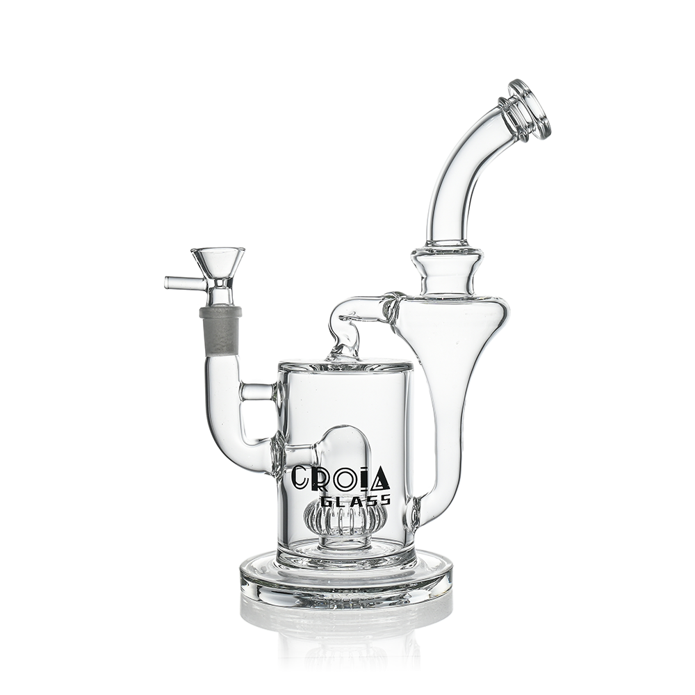 10" Hourglass Recycler Scientific Bong with Crown Perc | Croia Glass - Discreet Smoker