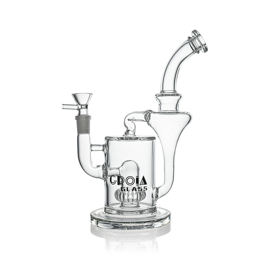 10" Hourglass Recycler Scientific Bong with Crown Perc | Croia Glass - Discreet Smoker