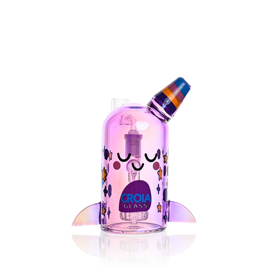 Cute Narwhal Dab Rig – Mini Showerhead Perc Rig | Croia Glass - Discreet Smoker