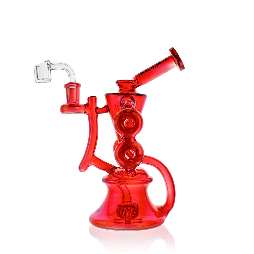 10" Symmetrical Quad-Donut Klein Recycler Dab Rig | Croia Glass - Discreet Smoker