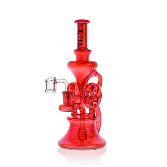 10" Dual Swiss Perc Klein Recycler Dab Rig | Croia Glass - Discreet Smoker