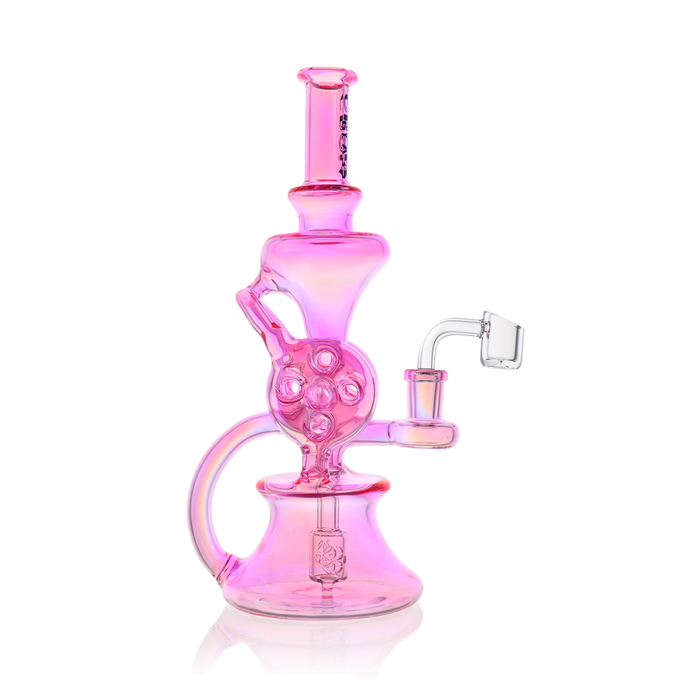 10" Dual Swiss Perc Klein Recycler Dab Rig | Croia Glass - Discreet Smoker