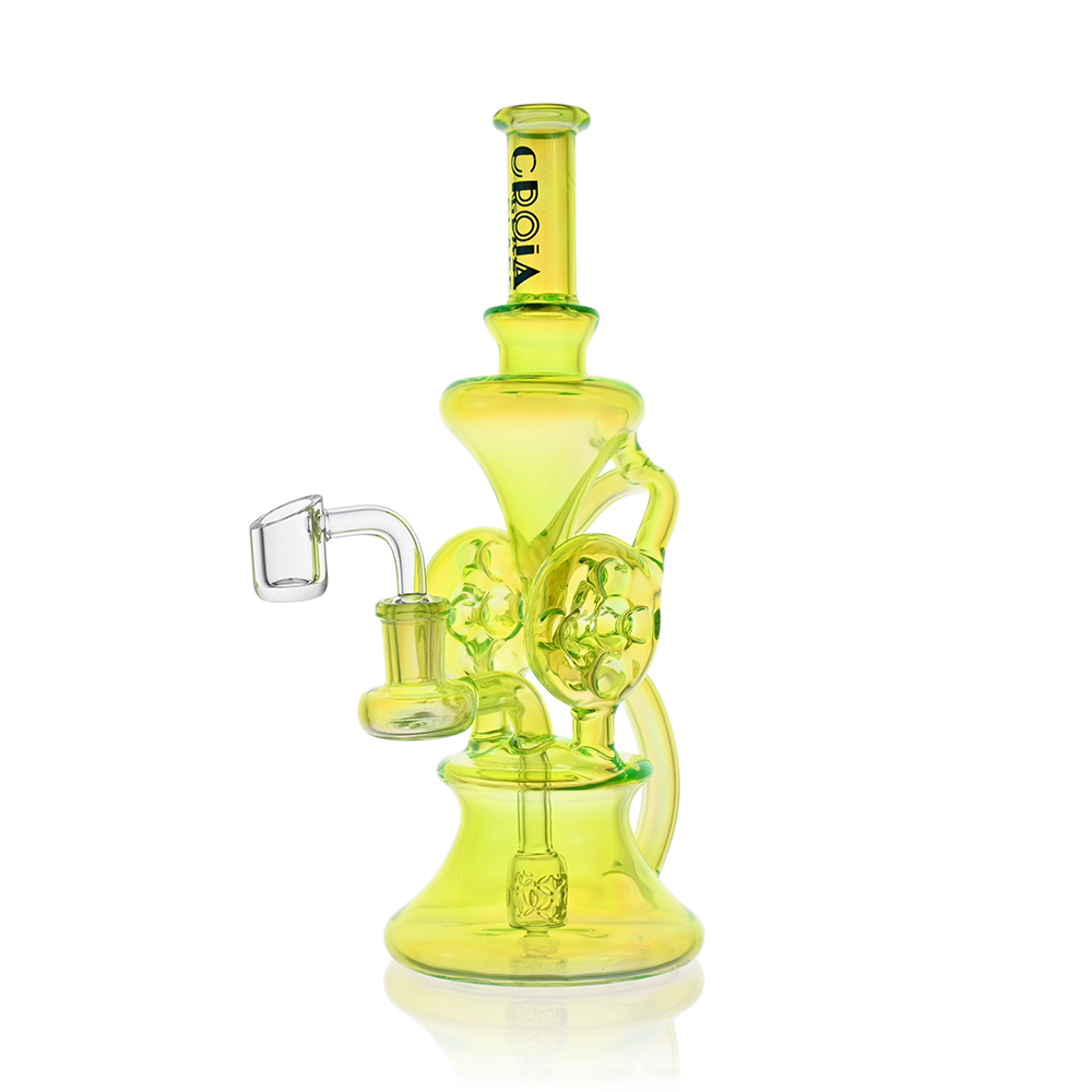 10" Dual Swiss Perc Klein Recycler Dab Rig | Croia Glass - Discreet Smoker