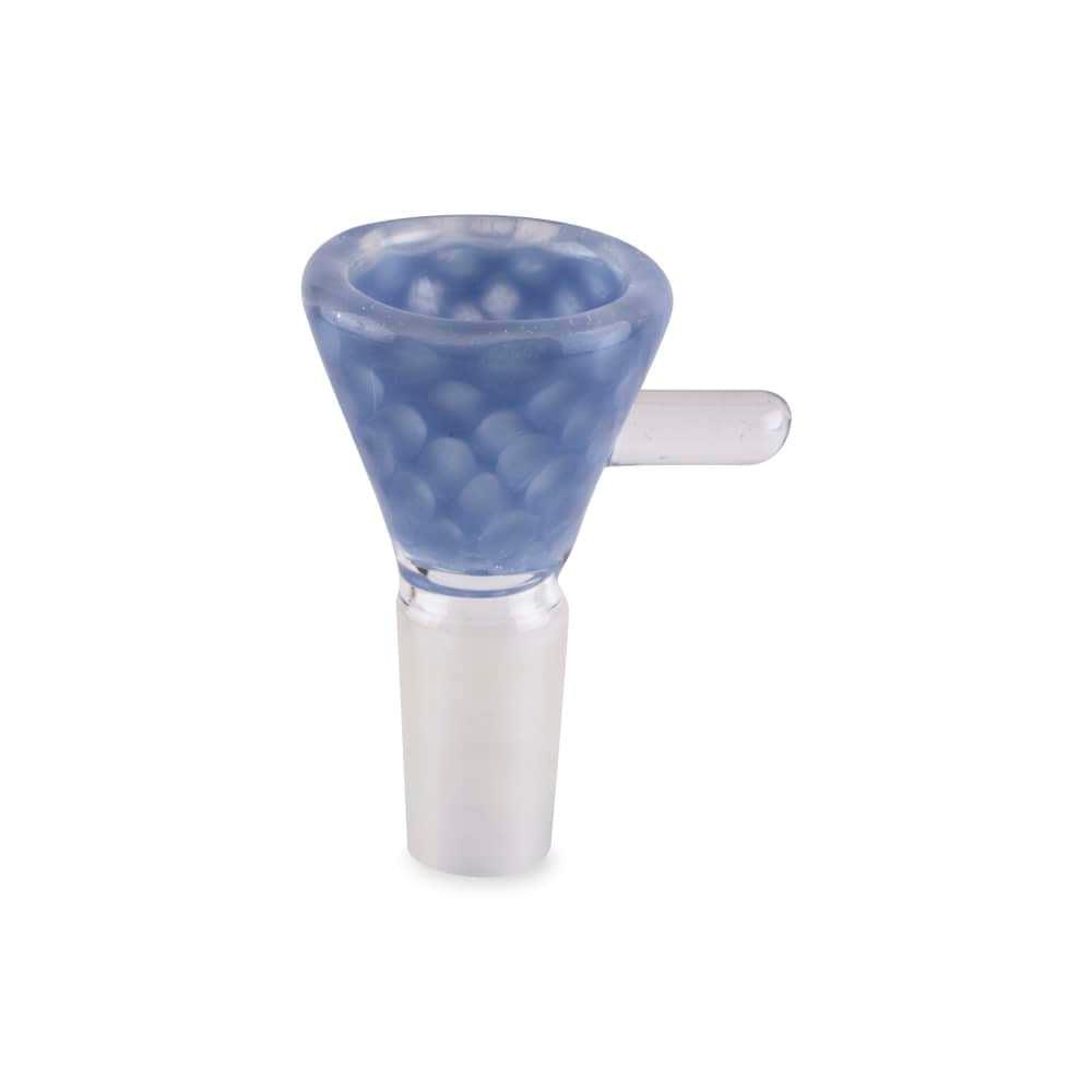 Custom Glass 14mm Blue Slyme Honeycomb Funnel Shape Flower Bowl - Discreet Smoker