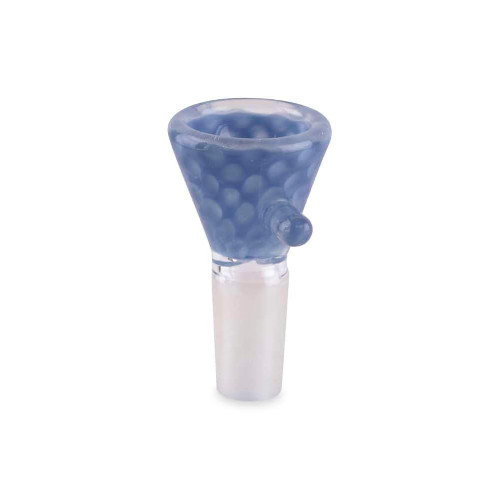 Custom Glass 14mm Blue Slyme Honeycomb Funnel Shape Flower Bowl - Discreet Smoker