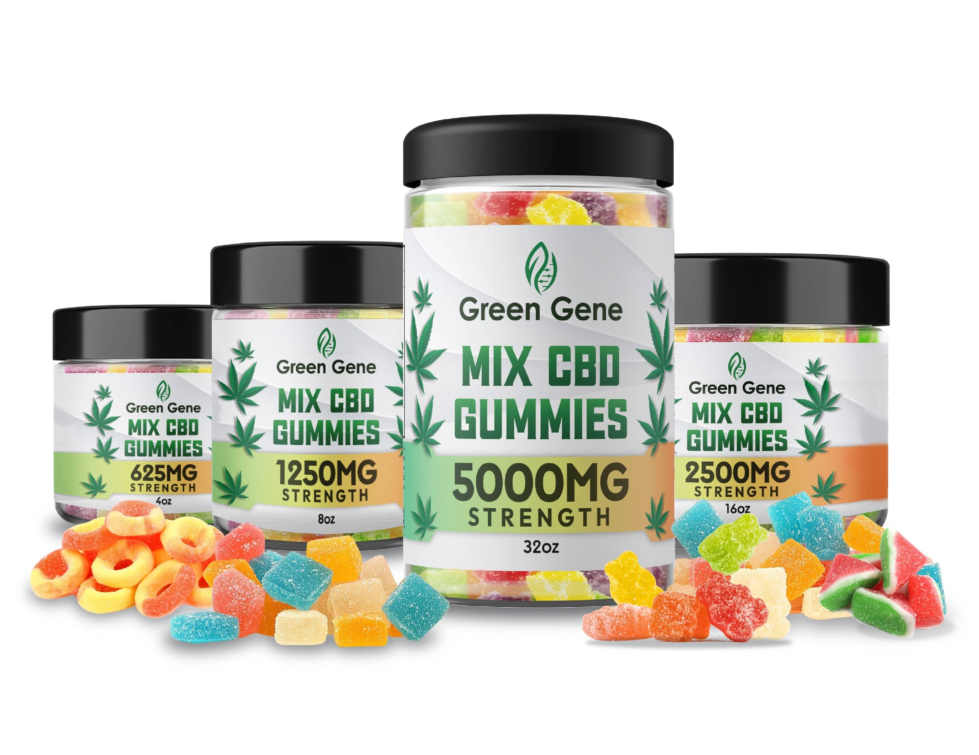 Green Gene High Potency CBD Mix Gummies 625MG - 5000MG - Discreet Smoker