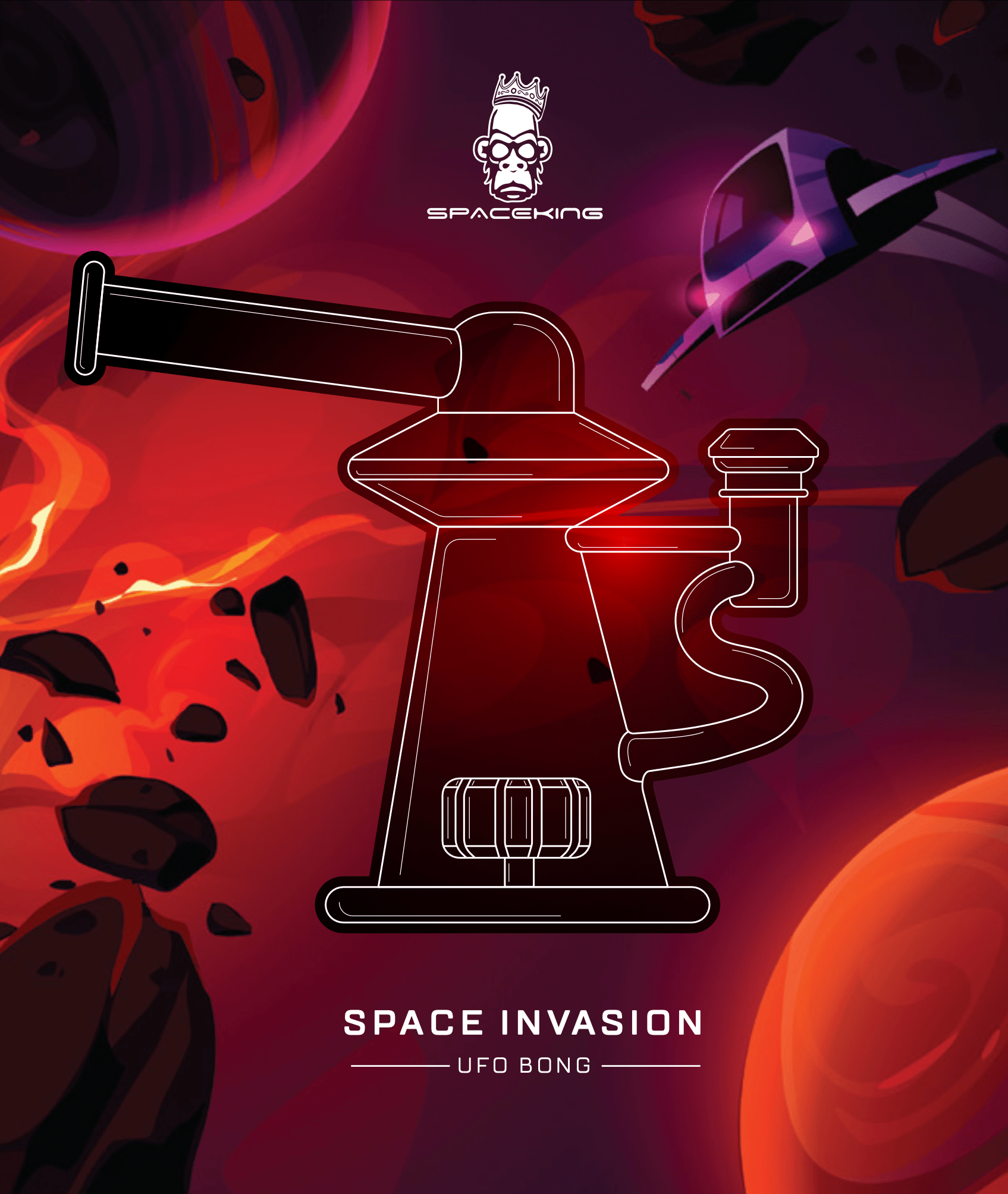 Space King Glass - 'Space Invasion' UFO Bong - Discreet Smoker